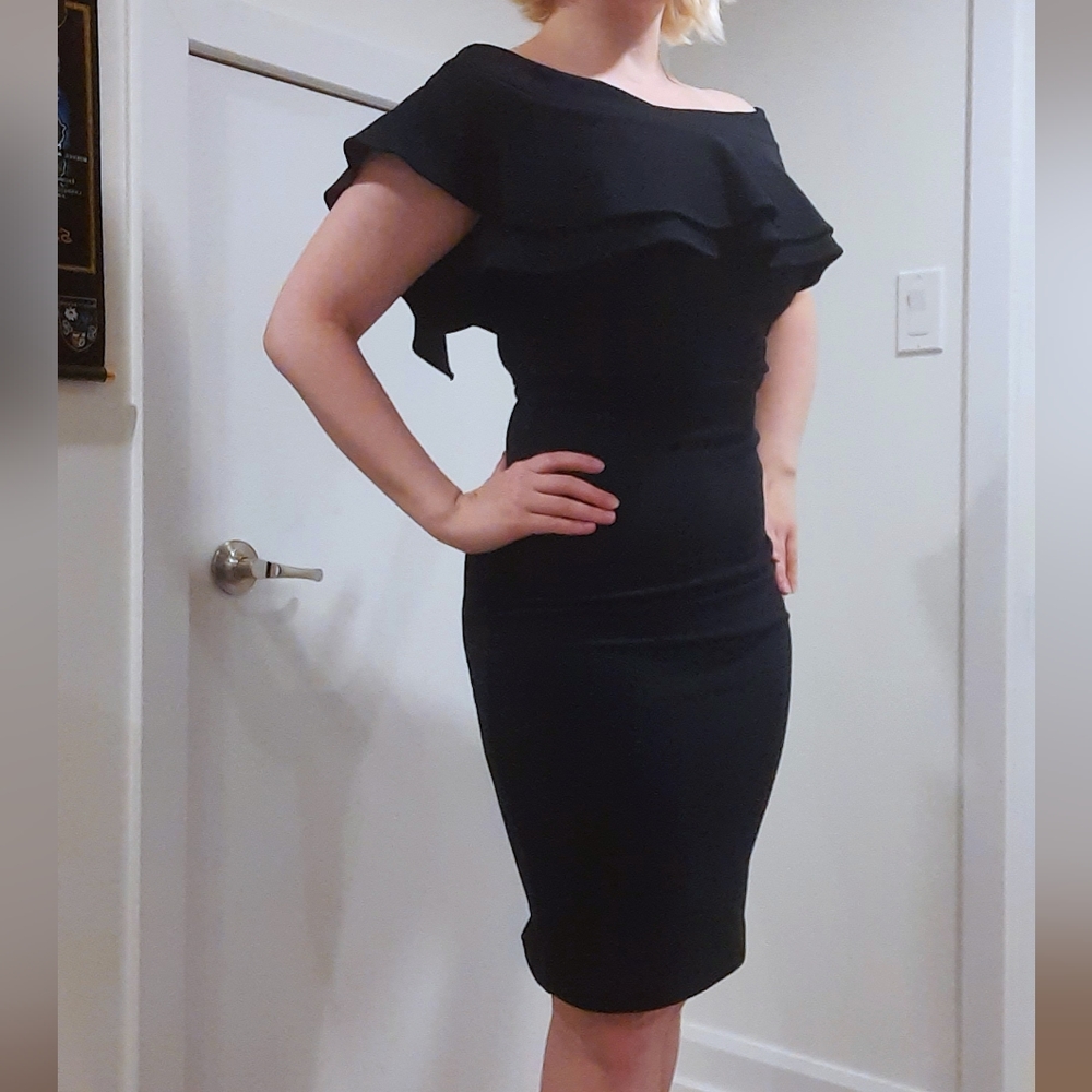Le Chateau Off Shoulder Pencil Dress